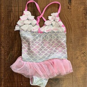 Floatamini girl one piece bathing swim suit shimmery mermaid tulle tutu Sz 4